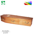 larch solid wood coffin box with metal handles